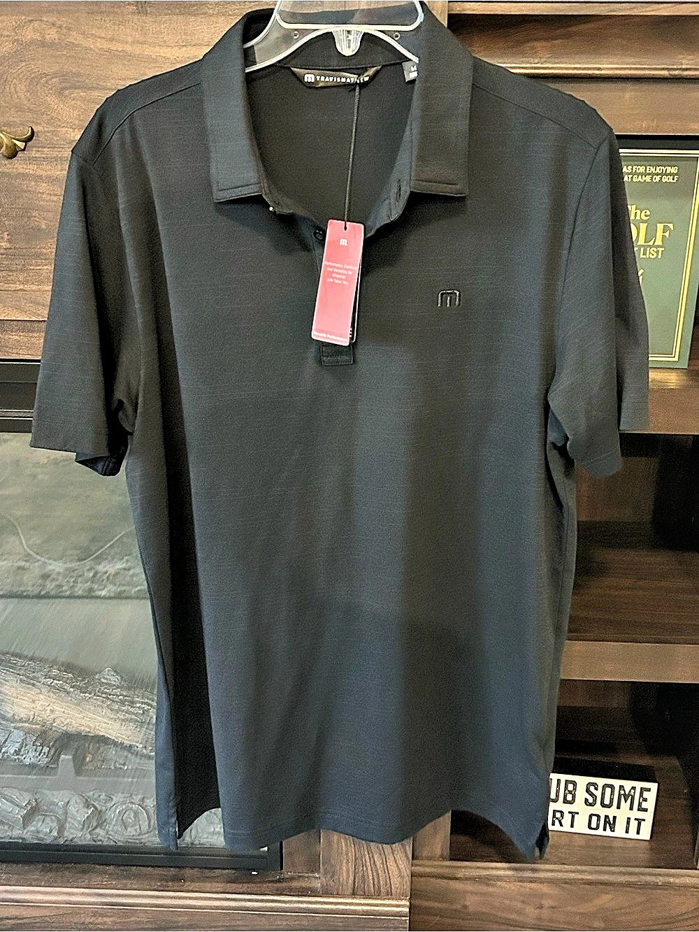 NWT TravisMathew The Heater Performance Golf Polo Shirt Black Mens Medium $90